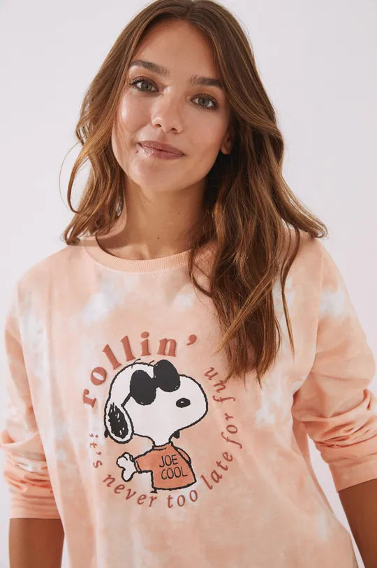 Βαμβακερή μπλούζα πιτζάμας με μακριά μανίκια women'secret Snoopy πορτοκαλί