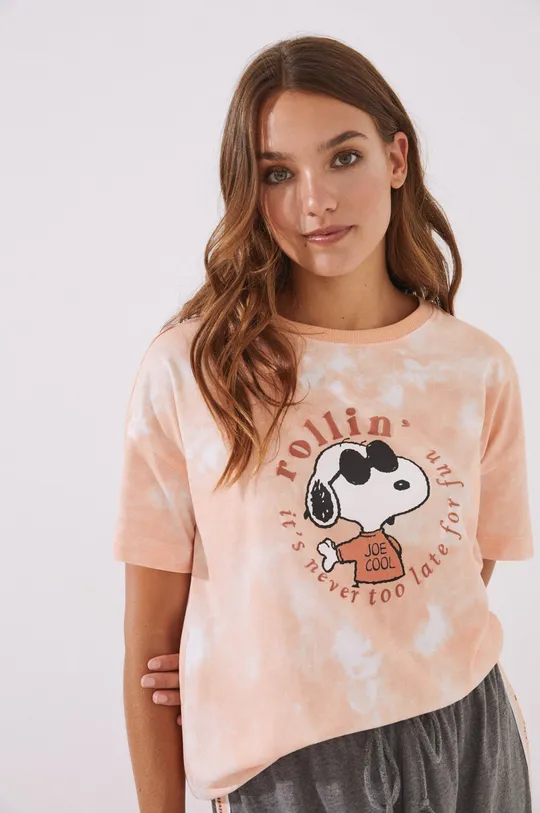 Βαμβακερή πιτζάμα μπλουζάκι women'secret Snoopy λευκό