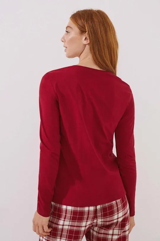κόκκινο Βαμβακερή μπλούζα πιτζάμας με μακριά μανίκια women'secret Mix & Match Nordic Xmas