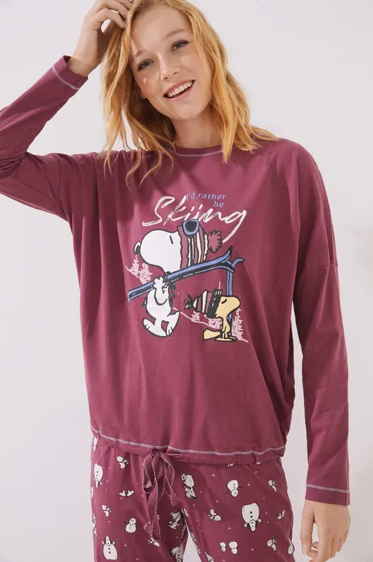 rózsaszín women'secret pamut pizsama Snoopy Ski Női