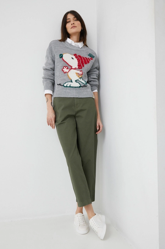 United Colors of Benetton sweter z domieszką wełny Snoopy szary