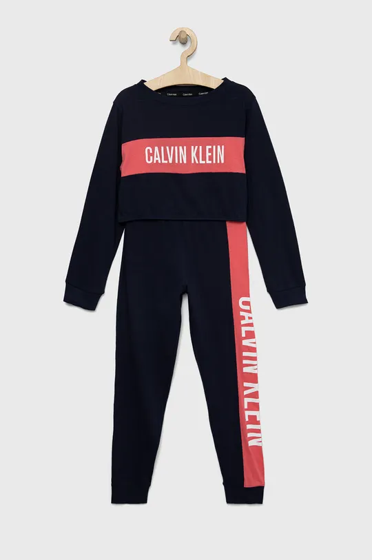 tmavomodrá Detské bavlnené pyžamo Calvin Klein Underwear Dievčenský