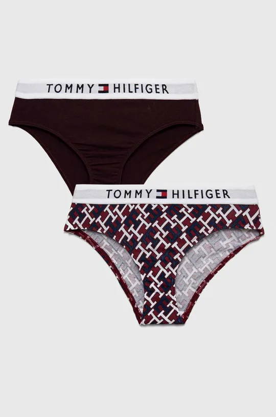 bordo Otroške spodnje hlače Tommy Hilfiger 2-pack Dekliški