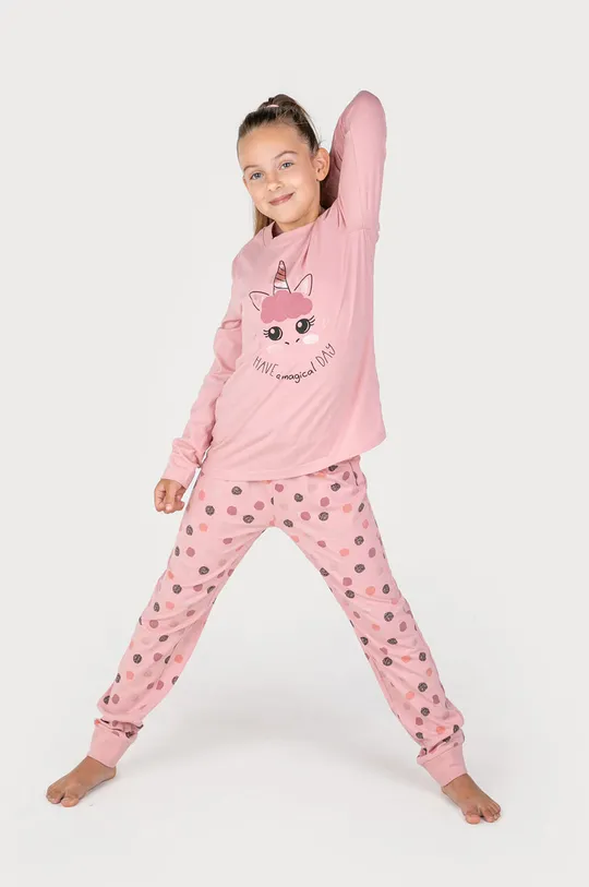 różowy Coccodrillo piżama bawełniana dziecięca Dziewczęcy
