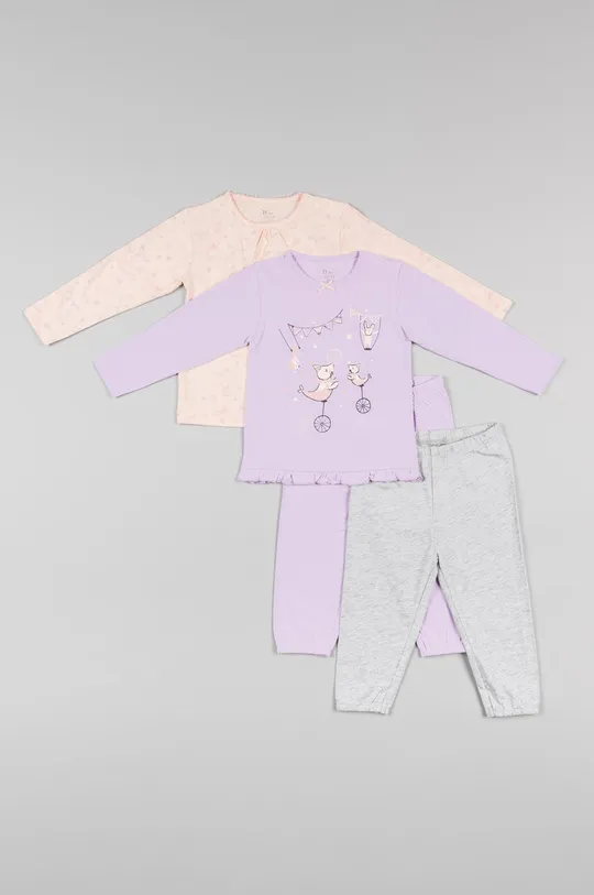 vijolična Otroška bombažna pižama zippy Dekliški