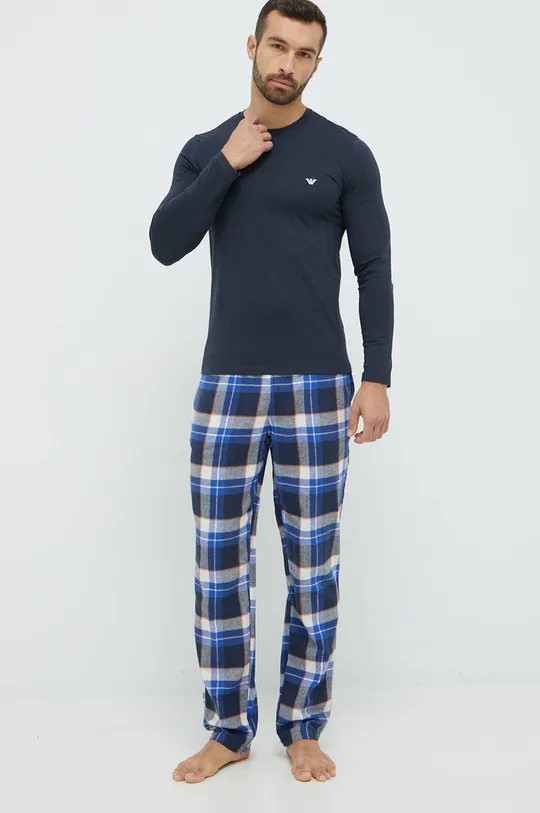 tmavomodrá Bavlnené pyžamo Emporio Armani Underwear Pánsky