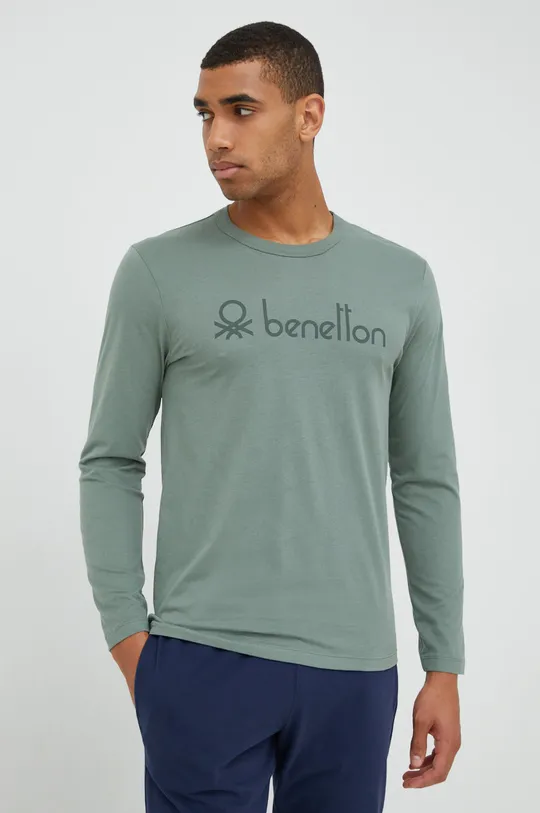 zielony United Colors of Benetton longsleeve piżamowy bawełniany Męski