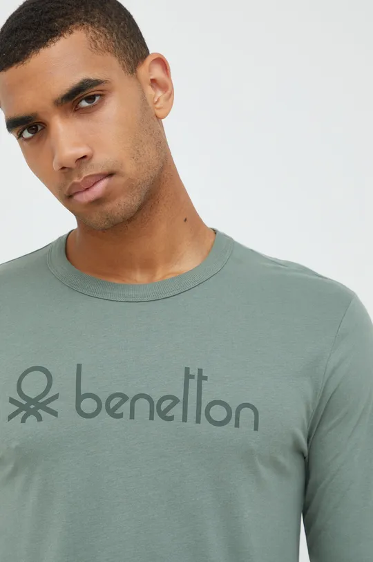 πράσινο Βαμβακερή μπλούζα πιτζάμας με μακριά μανίκια United Colors of Benetton
