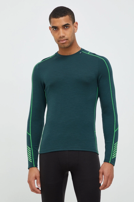 zielony Helly Hansen longsleeve funkcyjny Lifa Merino Lightweight Męski