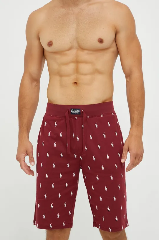 Bavlněné pyžamové šortky Polo Ralph Lauren kaštanová