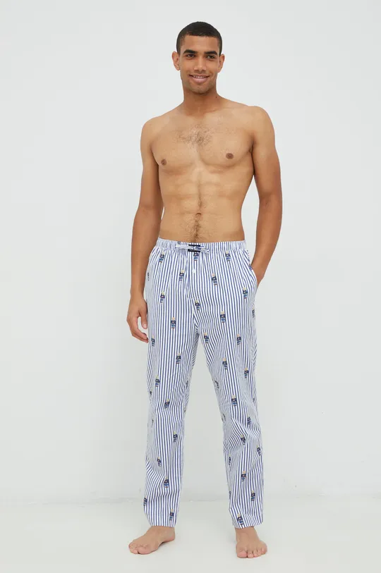 Хлопковые пижамные брюки Polo Ralph Lauren голубой