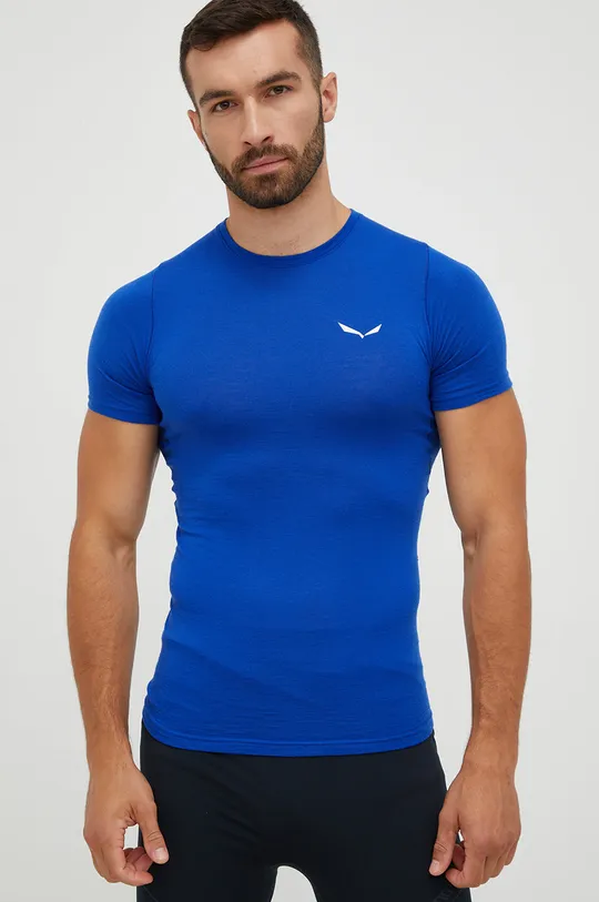 niebieski Salewa t-shirt funkcyjny Cristallo Męski