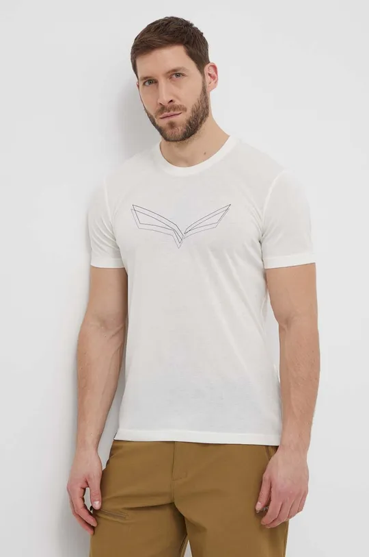 beżowy Salewa t-shirt sportowy Pure Eagle Frame Dry