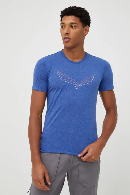 niebieski Salewa T-shirt sportowy Pure Eagle Frame Dry Męski