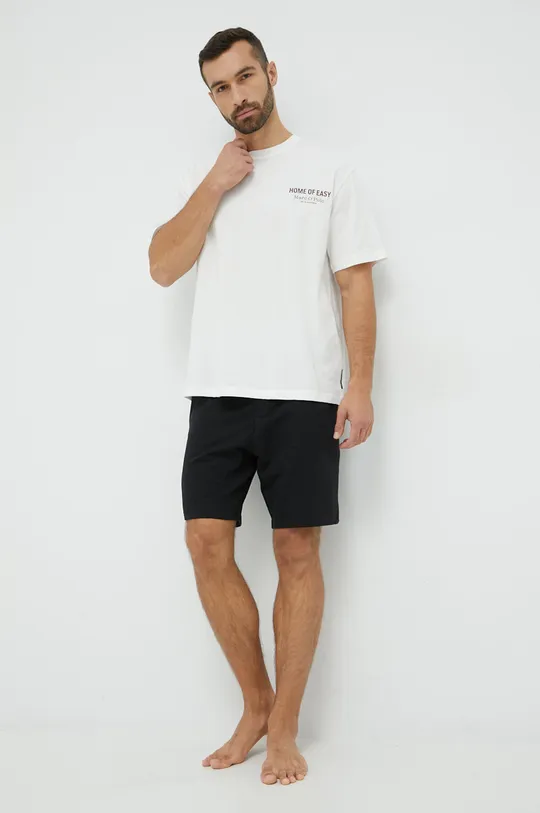 Marc O'Polo t-shirt piżamowy bawełniany beżowy