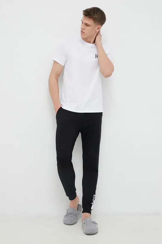 Βαμβακερή πιτζάμα μπλουζάκι DKNY λευκό
