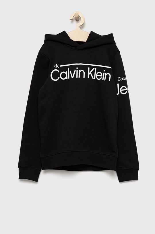 czarny Calvin Klein Jeans bluza bawełniana dziecięca IB0IB01296.9BYY Chłopięcy