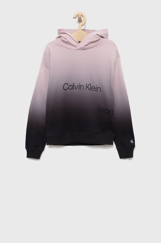 fialová Dětská bavlněná mikina Calvin Klein Jeans Chlapecký