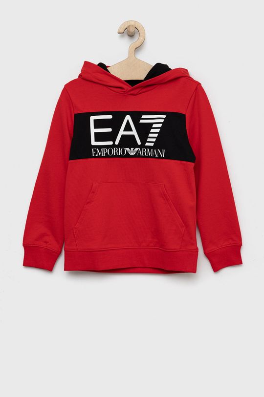 czerwony EA7 Emporio Armani bluza bawełniana dziecięca Chłopięcy