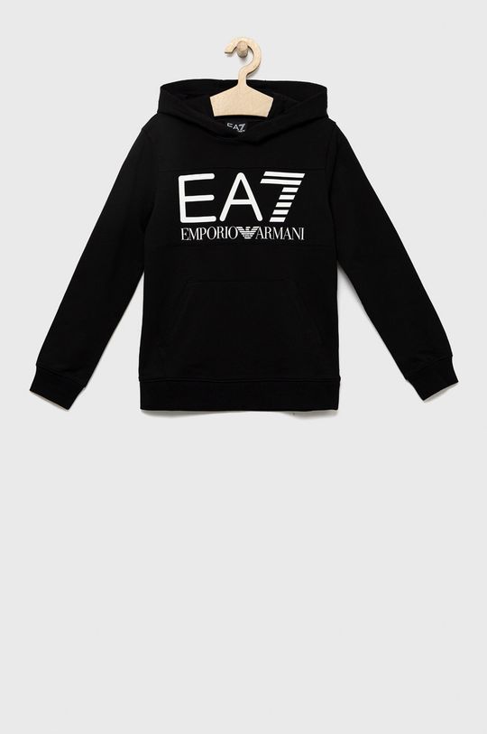 czarny EA7 Emporio Armani bluza bawełniana dziecięca Chłopięcy