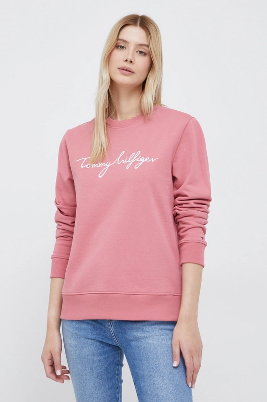 różowy Tommy Hilfiger bluza bawełniana