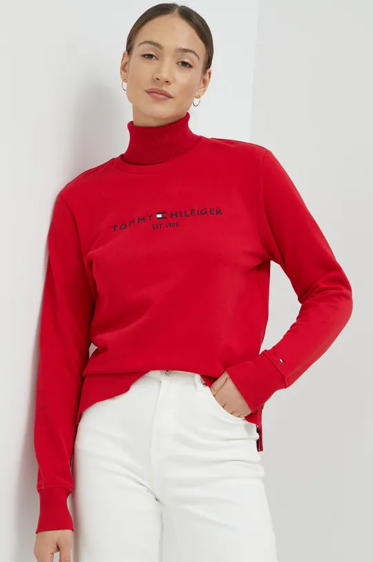 κόκκινο Βαμβακερή μπλούζα Tommy Hilfiger Γυναικεία