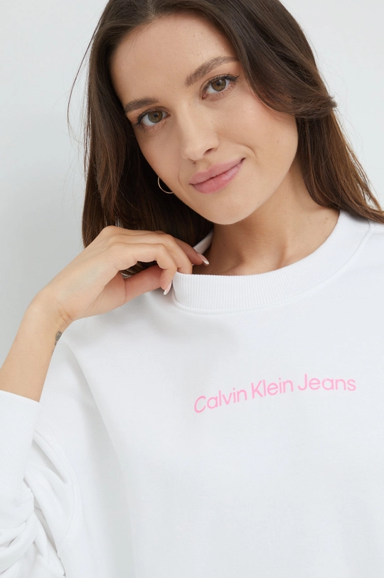 λευκό Βαμβακερή μπλούζα Calvin Klein Jeans