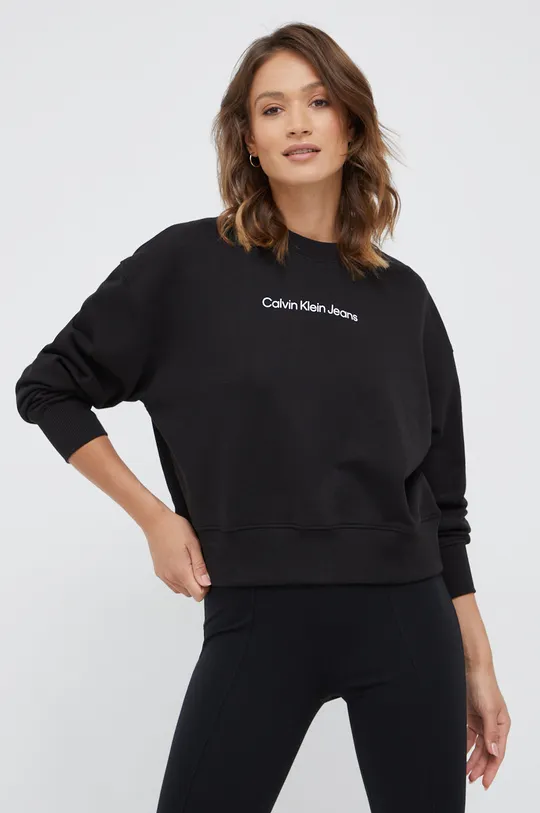 čierna Bavlnená mikina Calvin Klein Jeans Dámsky