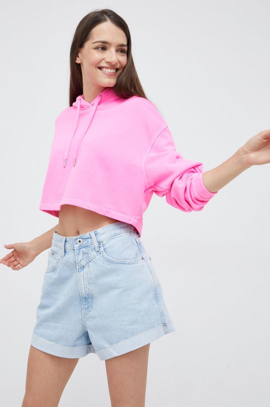 Bavlněná mikina Calvin Klein Jeans ostrá růžová