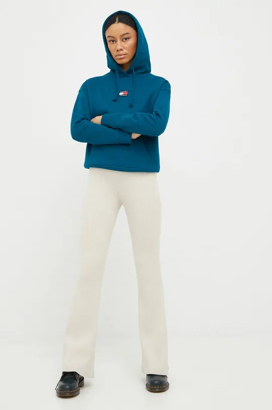 turkusowy Tommy Jeans bluza bawełniana DW0DW10403.9BYY Damski
