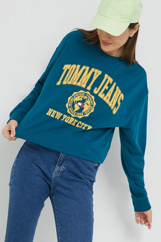 Tommy Jeans bluza turkusowy