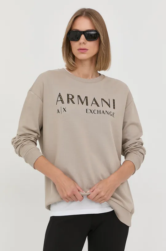 béžová Bavlnená mikina Armani Exchange Dámsky