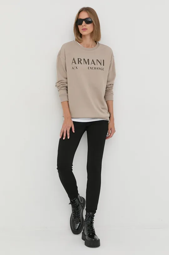 Bavlnená mikina Armani Exchange béžová