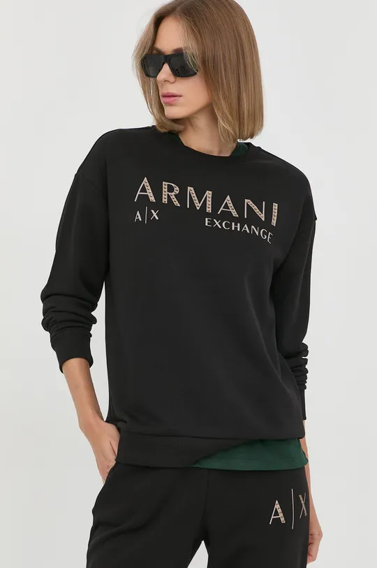 чорний Бавовняна кофта Armani Exchange Жіночий