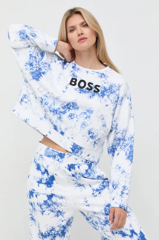 μπλε Βαμβακερή μπλούζα BOSS Γυναικεία