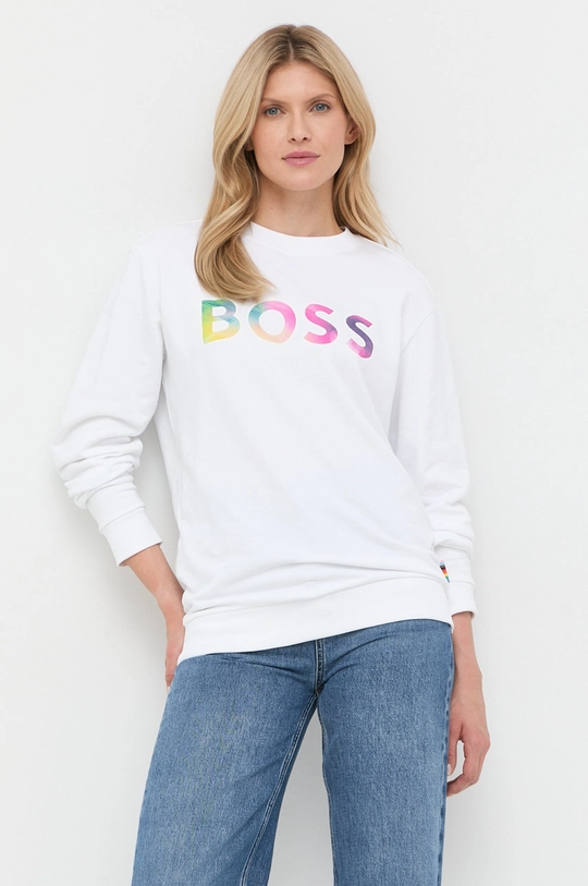 biały BOSS bluza bawełniana 50477836 Damski