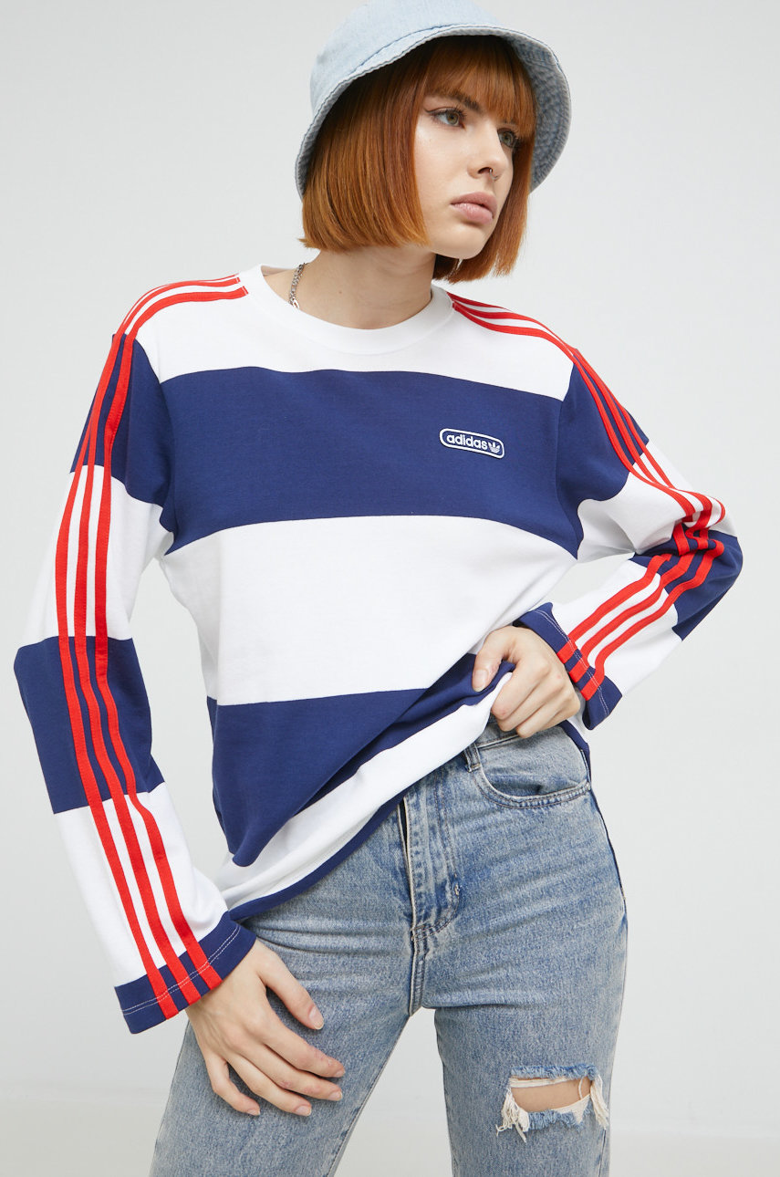 Хлопковая кофта adidas Originals женская цвет белый с аппликацией ...