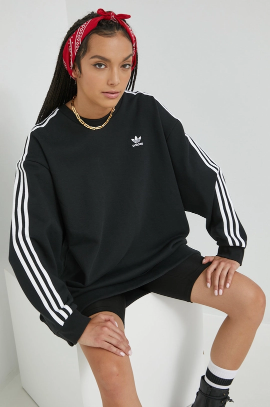 črna Bombažna obleka adidas Originals Ženski