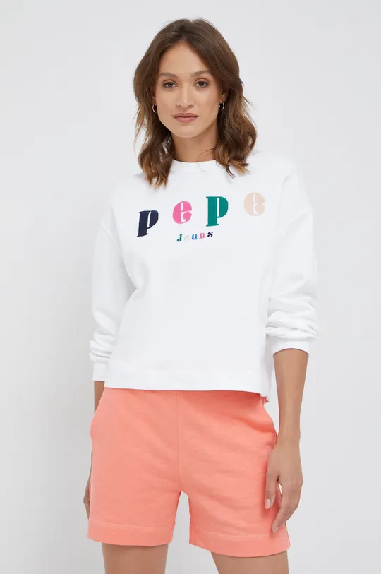 λευκό Βαμβακερή μπλούζα Pepe Jeans Γυναικεία