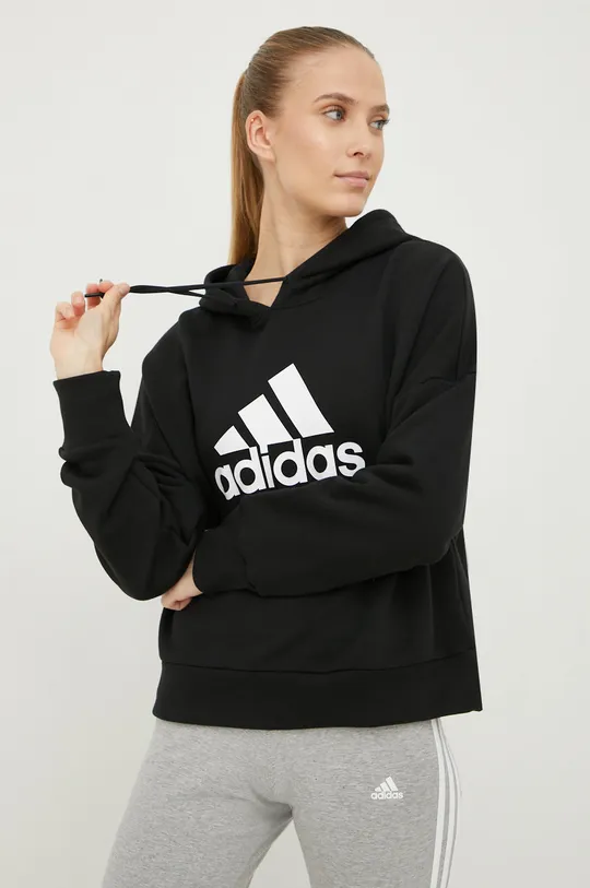 czarny adidas Performance bluza bawełniana Damski