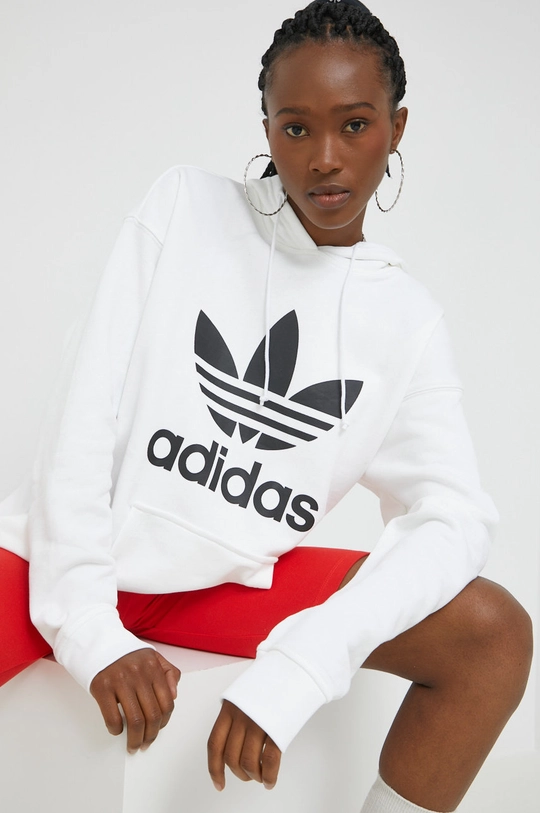 bela Bombažna mikica adidas Originals Ženski