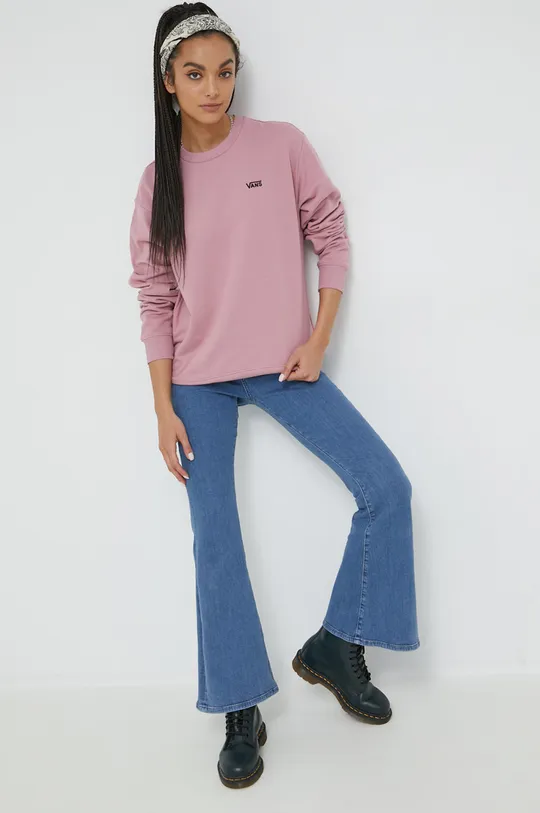 Βαμβακερή μπλούζα Vans ροζ