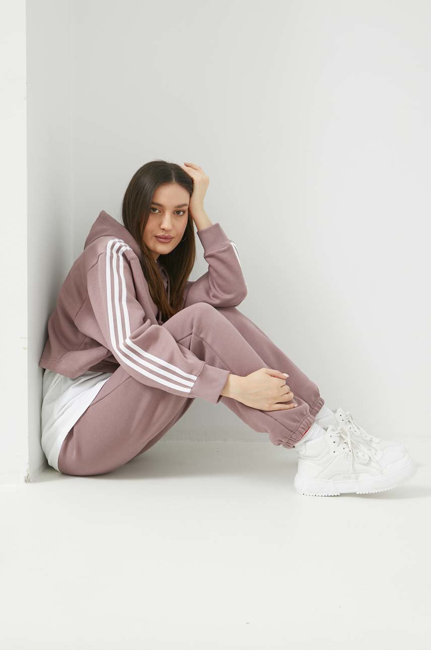 Кофта adidas Originals женская цвет розовый с капюшоном однотонная ...