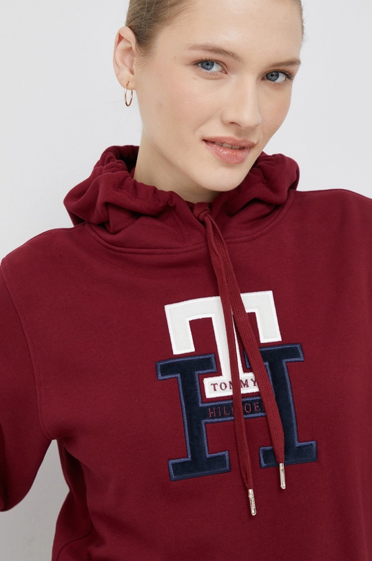 bordowy Tommy Hilfiger bluza bawełniana