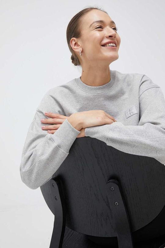 jasny szary Calvin Klein Jeans bluza bawełniana Damski