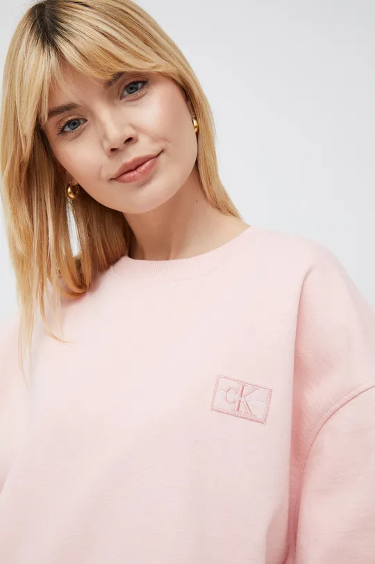 ροζ Βαμβακερή μπλούζα Calvin Klein Jeans