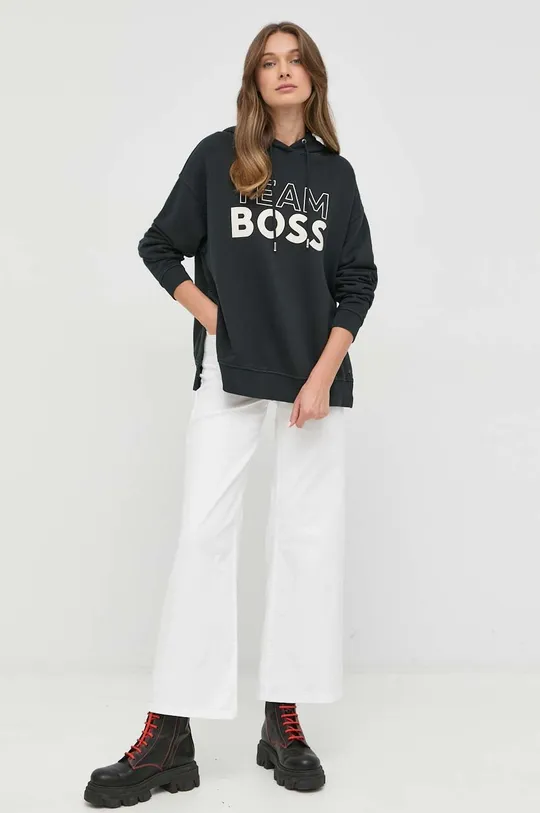 γκρί Βαμβακερή μπλούζα BOSS Γυναικεία