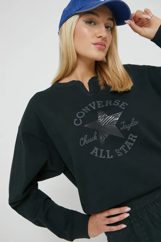 μαύρο Βαμβακερή μπλούζα Converse Γυναικεία