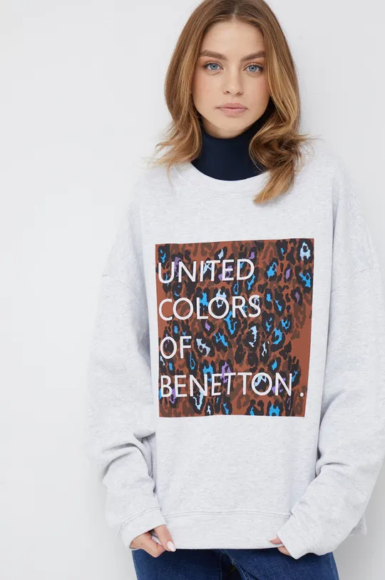 γκρί Βαμβακερή μπλούζα United Colors of Benetton Γυναικεία