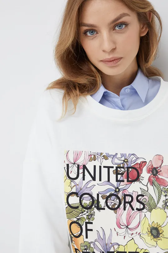 biały United Colors of Benetton bluza bawełniana